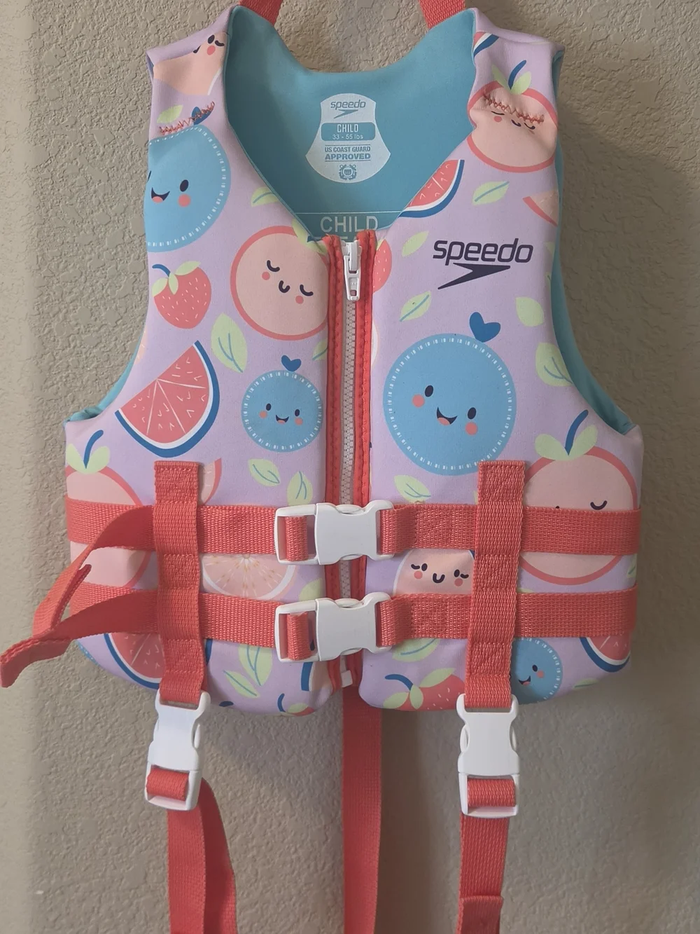 Speedo Kids Pink Coral Fruit-Print Swim Vest